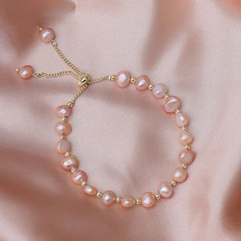 Elegantan ružičasta / bijela boja baroka prirodni slatkovodni biseri narukvice za žene nakit 2021 dar YBR185