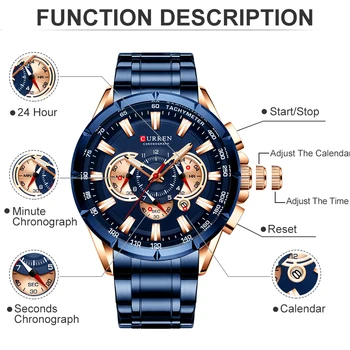 CURREN Men Watch 2019 Top Brand Luxury relogio masculino Sports Chronograph muški ručni sat vojne za Мески muški satovi Kvarcni