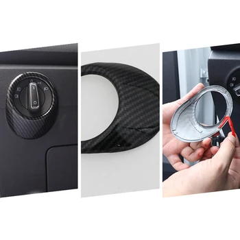 Carbon fiber Car Interior Head Light Adjustment Switch Cover Trim Sticker For Volkswagen VW T-ROC T RH 2017 2018 Pribor