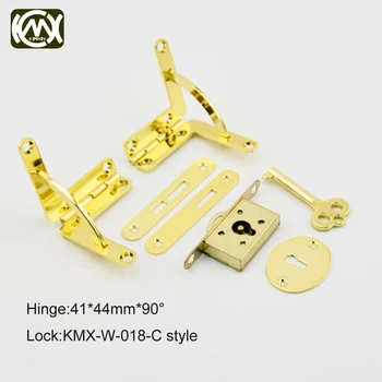 1 komplet zlato(2 loop+1 dvorac) KIMXIN prodaje se drvena kutija hardver pribor ormar petlje i sa ključnim brave Besplatna dostava