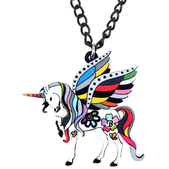 WEVENI akril Sveta Vila i Jednorog leteći konj, ogrlica privjesak krug ovratnik modni anime nakit za žene i djevojčice darove stranke