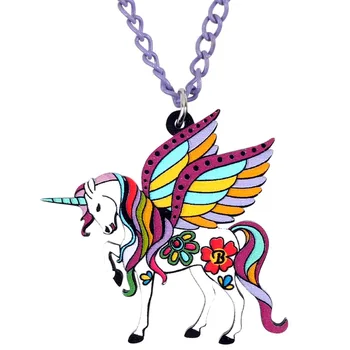 WEVENI akril Sveta Vila i Jednorog leteći konj, ogrlica privjesak krug ovratnik modni anime nakit za žene i djevojčice darove stranke