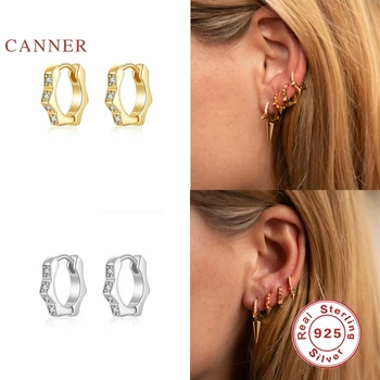 Kanner sada srebra 925 naušnice za žene moda imbus trg naušnice hoops Cirkon dijamantni nakit Pendientes