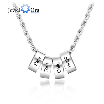 JewelOra personalizirane graviranje ime ogrlice Za muškarce individualne perle od nehrđajućeg čelika Šarm ogrlica ovjes očev dar
