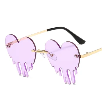 Moda srce rimless sunčane naočale Žene 2020 suze oblik ružičaste sunčane naočale jedinstven vintage naočale UV400 Oculos Feminino