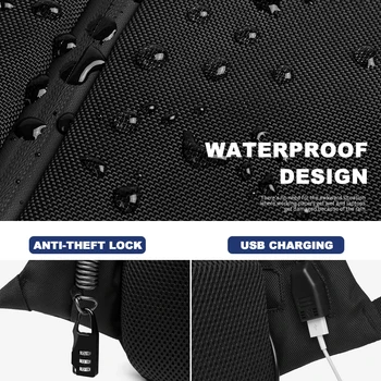 OZUKO Anti Theft Men Ruksak College Student Schoolbag for Teenage USB Waterproof Male Travel Torba 15.6-inčni Laptop Backpacks