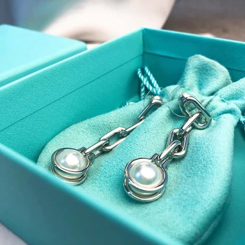 Originalni luksuzne marke nakit S925 srebra lanac i biserne naušnice, elegantan New York ženski duh poklon za Valentinovo