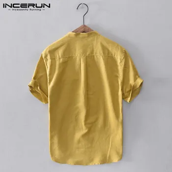 Muške casual majica pamuk jednobojnu ljeto šik 2021 uličnu odjeću kratkih rukava košulje Harajuku gumb prozračna Camisas INCERUN
