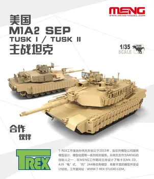 Meng 1/35 TS-026 US Main Battle Tank M1A2 SEP Abrams Tusk I/Tusk II MBO Display Children Toy Plastic Assembly Building Model Kit
