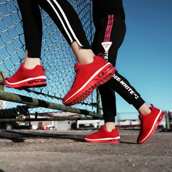 Proljeće Žene Tenisice Crvena Crna Moda Korejski Ženske Cipele 2020 Prozračna Mrežica Zračni Jastuk Casual Cipele I Žena Tenis Feminino