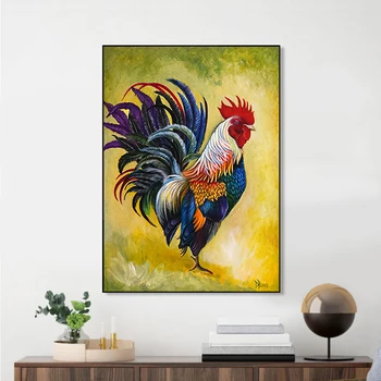 Sažetak životinje piletina platnu Slikarstvo šareni pijetao plakat i grafike zidni umjetničke slike za uređenje dnevnog boravka doma dekor