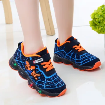 Novi jesenski Spider-Man djeca sjajni tenisice za dječake, djevojčice crtići djeca osvijetljena cipele lagan mesh sportski lagana obuća babys