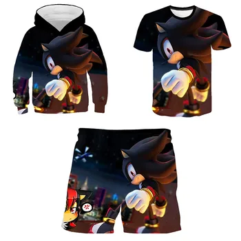 Dječja odjeća kit Sonic the Jež odjeća za dječake, djevojčice majica 3 kom. Sult majica+majica+hlače dječji kostim 4-14Y