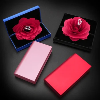 1pc sklopivi Ruža prsten kutija za nakit kreativni dar poklon kutija za prstenje za žene Valentinovo svadbeni nakit prikaz kutije