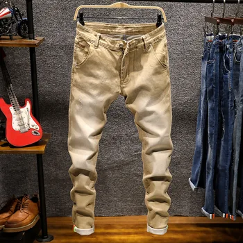 Nova moda muške traperice svijetle boje stretch jeans svakodnevne izravne Slim Fit šarene uske traperice gospodo, pamuk traper hlače