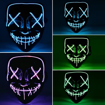 Led Face Mask Halloween Glowing in Dark Scary Party pod maskama Mask Festival Skull Mascara Light Cosplay Poklon Dropshipping