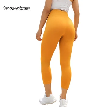 2019 žute bešavne hlače za joge s visokim strukom hulahopke prozračna traka cross-country hlače za joge hip - push-up seksi tajice za fitness u teretani
