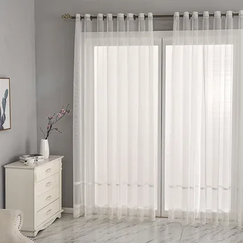 Moderna bijela prozirna zavjesa za dnevni boravak luksuzni šuplje tila zavjese za obradu prozora spavaće sobe ogrnuti velom S437#C