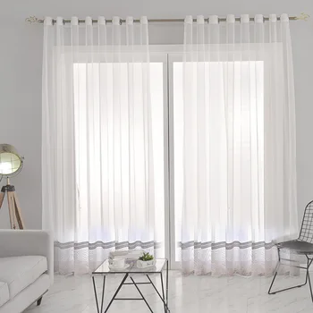 Moderna bijela prozirna zavjesa za dnevni boravak luksuzni šuplje tila zavjese za obradu prozora spavaće sobe ogrnuti velom S437#C