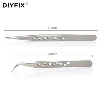 DIYFIX antistatički izravne zakrivljena pincete, bezolovni savjet trepavica kliješta za nokte, vještački dijamant nakit prikupljanje alata
