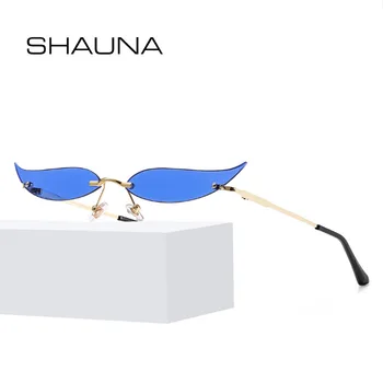 SHAUNA Ins popularne male sunčane naočale Cat Eye Fashion Riimless Clear Purple Green Shades UV400