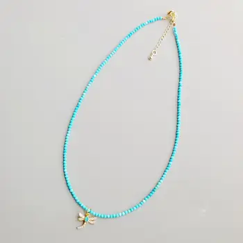 Lii Ji Turquoises Lab-nastao je opal Dragonfly Šarm ogrlice 40 cm + 5 cm nježne nakit za djecu ili žene