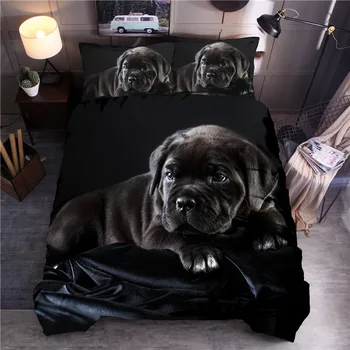 3d životinja tiskanih posteljinu crni pas tiskanih deka skup kraljica kralj deka, posteljina,