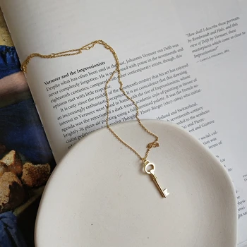 LouLeur 925 sterling srebra Глод ključ privjesak ogrlica jednostavan divlji džemper lanca kreativne ogrlice za žene fin nakit Šarm