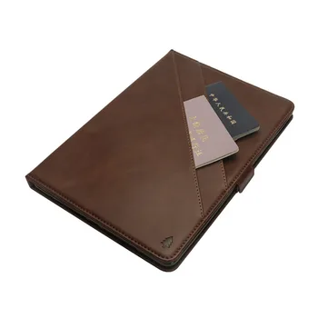 Višenamjenski jednobojnu dvostruko postolje, smeđa i crna pu tablet cover nositelj kartice za ipad air 2 pro 9.7 