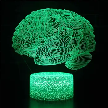 Mozak 7 promjena boje Led 3d lampe za daljinski zaslon Osjetljiv na prekidač u znak pobjede stolne svjetiljke za uređenje dječje sobe 3d Night Light
