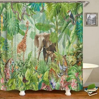 Crtani životinje zavjese za kupaonica tuš zavjesa prekrasno dijete s kukama vodootporni poliester dom 180*200 kupaći zavjese