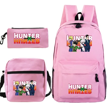 Mochila 3 kom./compl. HUNTER X HUNTER Print ruksak za mlade Djeca crtani anime školske torbe muškarci i žene, dječaci i djevojke dnevni ruksak