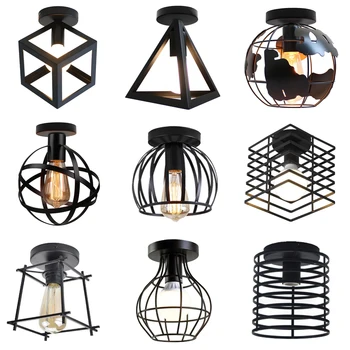 Moderni sjeverni vintage crna led stropna svjetiljka klasicni glačalo lampom za dnevni boravak Kuhinja potkrovlje E27 Glavna svjetla stanica lampa dekor