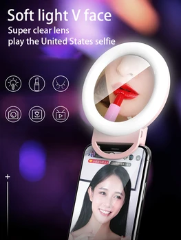 3 RGB boje Selfie Light 4 načina rada LED Mobile Phone Fill Light Shoot Videos Vlogs Selfie Flash za telefon, tablet, laptop