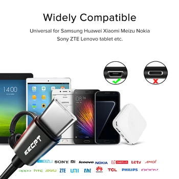 EECPT 5 Pack USB Type C kabel za Samsung S9 S10 Xiaomi Redmi Note 7 brzo punjenje za USB-C punjač za mobilni telefon USBC Type-C kabel
