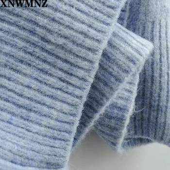 XNWMNZ za Women 2020 Fashion Knit sweater Vintage Elegant Round neck long sleeve sweater ženski puloveri šik kukičane majice