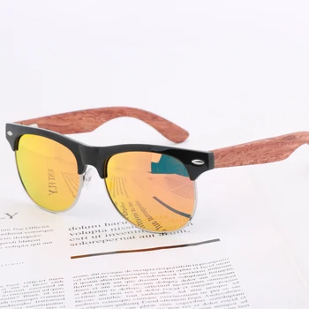 Nova moda polarizovana polu-rimless sunčane naočale Žene/muškarci stare riža nokte UV400 klasične naočale marke dizajner drvene sunčane naočale