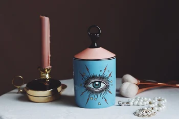 Prekrasan dizajn velike oči jar ruke s poklopcima keramičke ukrasne limenke svijećnjak skladištenje limenki glavni ukrasna kutija za šminkanje