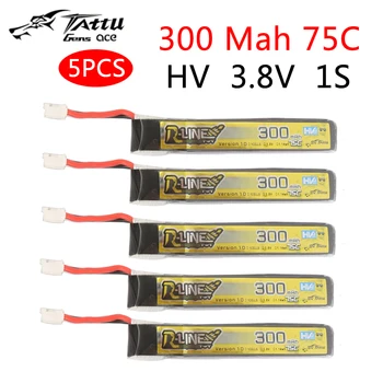 TATTU Lipo Battery 300mAh 3.8 V 75C 1S with PH2.0 Plug Connector for RC FPV Racing Drone Quadcopter