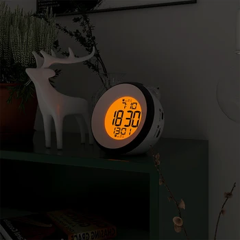 LED circular Alarm Clock Control Digital Despertador elektronski sat stolni night light battery Alarm Clock Table Decor