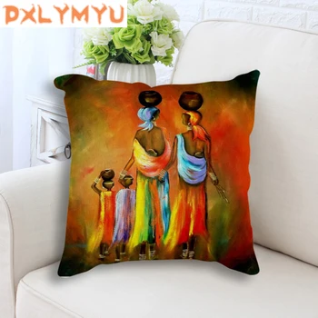 Afrički afričke žene umjetnost ukrašavanja ispis ukrasne navlake rublje baciti jastuk, kauč na home dekor jastučnicu 45x45cm