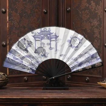 Kineski klasicni ručni ventilator 22,6 cm Muškarci/Žene Svila Вентиладор klasični prijenosni godišnji Dama sklopivi ventilator kineskom muški ručni navijača