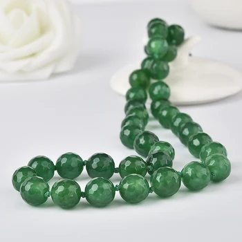 Najprodavaniji prirodni zeleni халцедон 10 mm cijele bisera ogrlice nakit ogrlica DIY Dizajn čvor donje ogrlica blagdanski dar