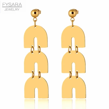 FYSARA jedinstveni brand trokut naušnice za žene sebi nakit od nehrđajućeg čelika lanca naušnice geometrijski Oorbellen Bijoux
