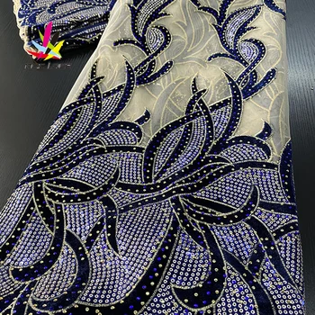 Zadnji slijed francuski nigerijski šljokice čisto čipka 2020 visoke kvalitete Afrički tila mreže slijed cvjetne čipke tkanina za haljine 5 metara/lot