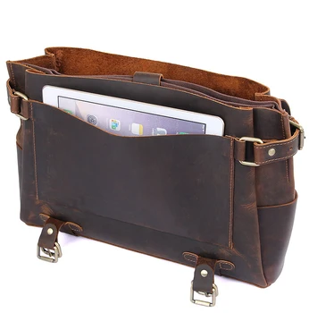 Luufan muškarci poslovni portfelj berba Crazy Horse prirodna koža 15-inčni laptop torba veliki kapacitet Tote uredski torba