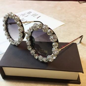 Luksuzni kristalno sunčane naočale žene 2020 moda gorski kristal okrugle sunčane naočale Sunčane naočale za Lady Lunettes De Sol