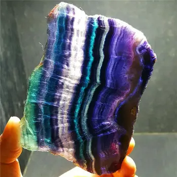 Rijedak prirodni boji fluorit polirane kristalno kriške iscjeljuju