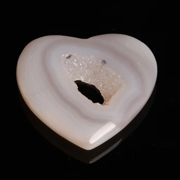 1pc prirodno bijeli ahat u obliku srca Crystal urezana obrt ljubav reiki iscjeljivanje dragulji polirane uređenje doma Mineralna kamenje