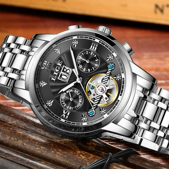 Relogio Masculino LIGE nove sive poslovne mens najbolji brand luksuznih LIGE Fashion Sport Tourbillon automatski mehanički sat